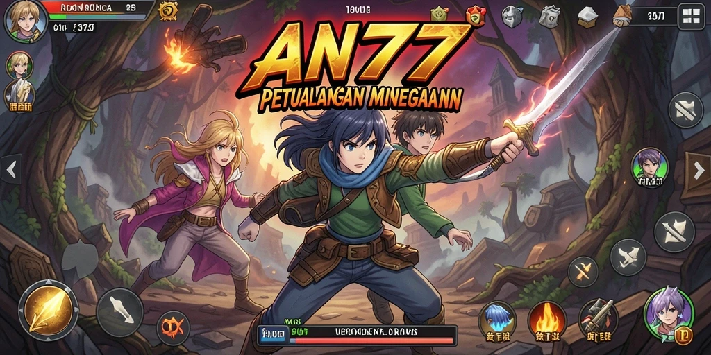 Tampilan gameplay seru dari AN777 dengan karakter anime yang menarik.