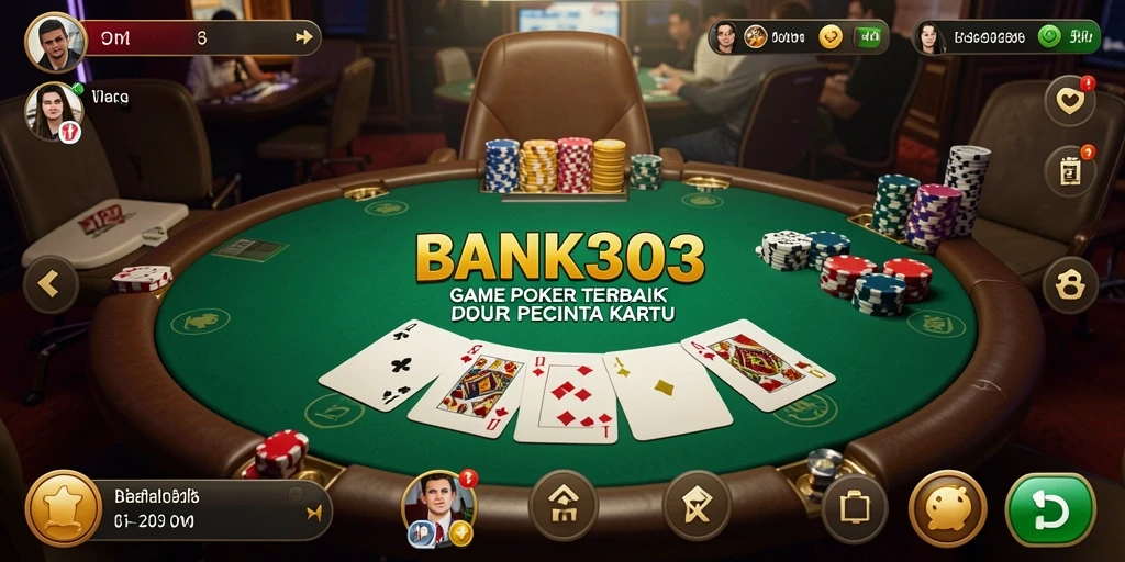 Screenshot utama BANK303 menampilkan gameplay Poker yang mendebarkan.