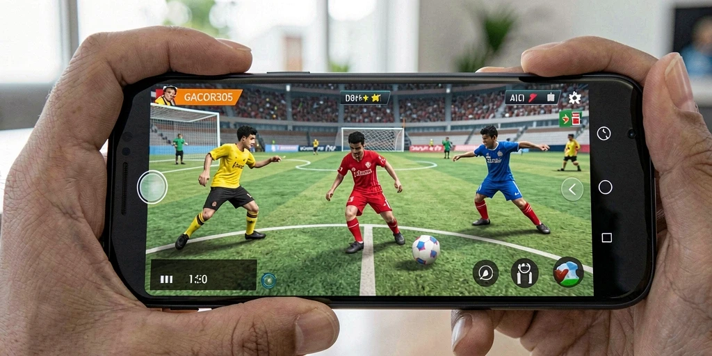 Tampilan gameplay yang menampilkan aksi olahraga yang intens.