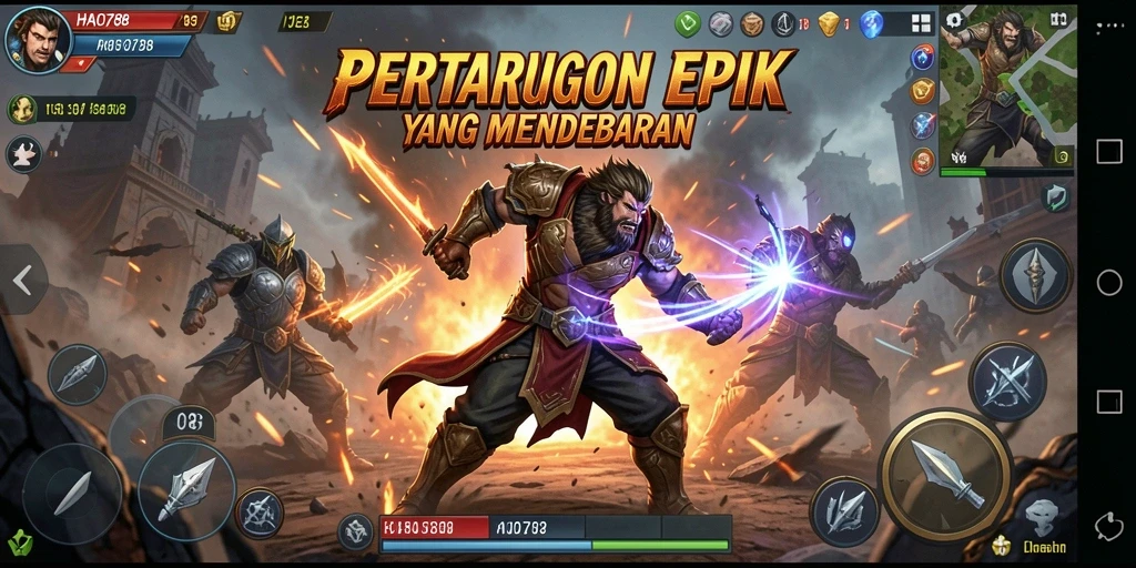 Tangkapan layar HAO788 menunjukkan pertarungan intens dan karakter yang dinamis.