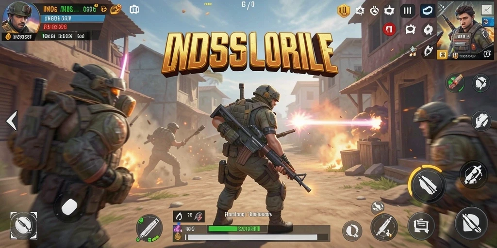 Tangkapan layar utama gameplay INDSLOT menampilkan aksi pertempuran yang intens.
