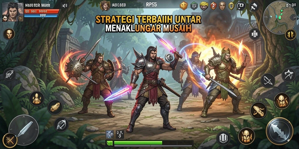 Screenshot RP55 menunjukkan aksi pertempuran seru dan strategi cerdas.