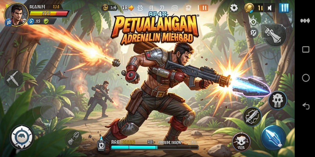 Screenshot gameplay RR44 menampilkan aksinya yang mendebarkan dan grafis yang memukau.