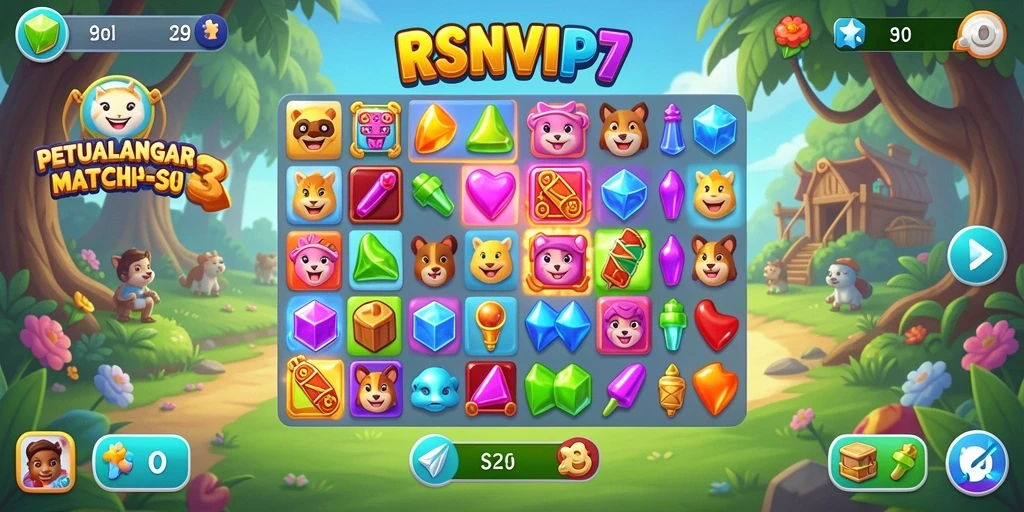 Screenshot gameplay menunjukkan aksi seru permainan Match-3.