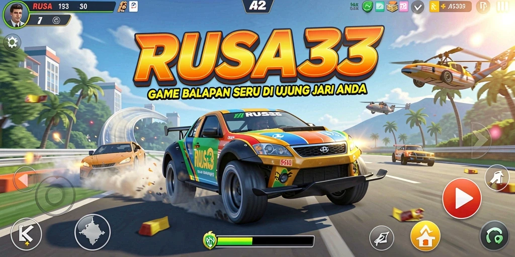 Tampilan gameplay dari RUSA33 yang mendebarkan saat balapan.