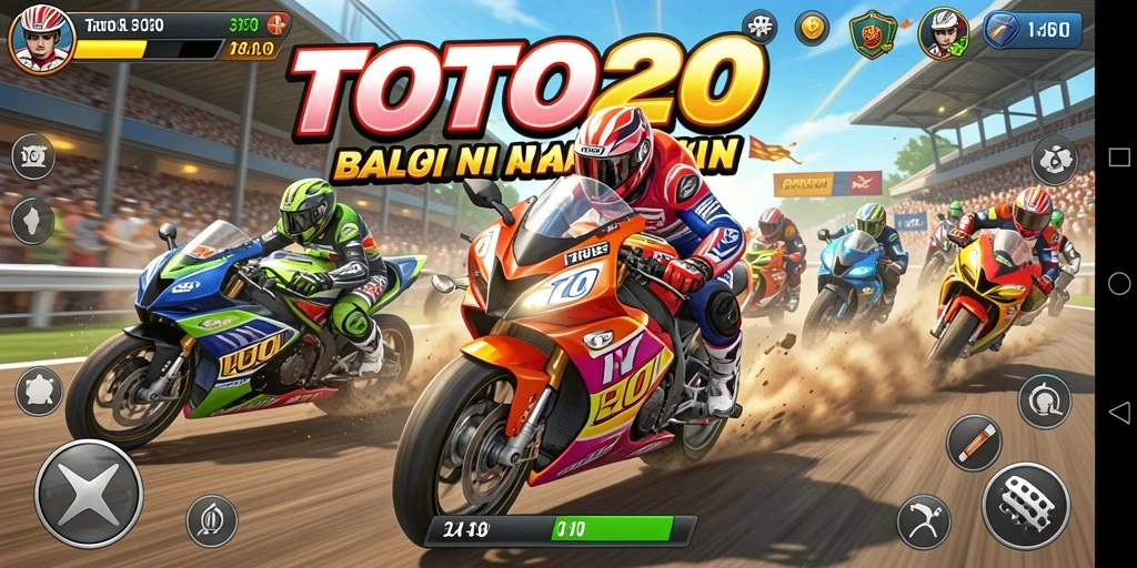 Gameplay seru di TOTO20 dengan balapan motor yang penuh adrenalin.